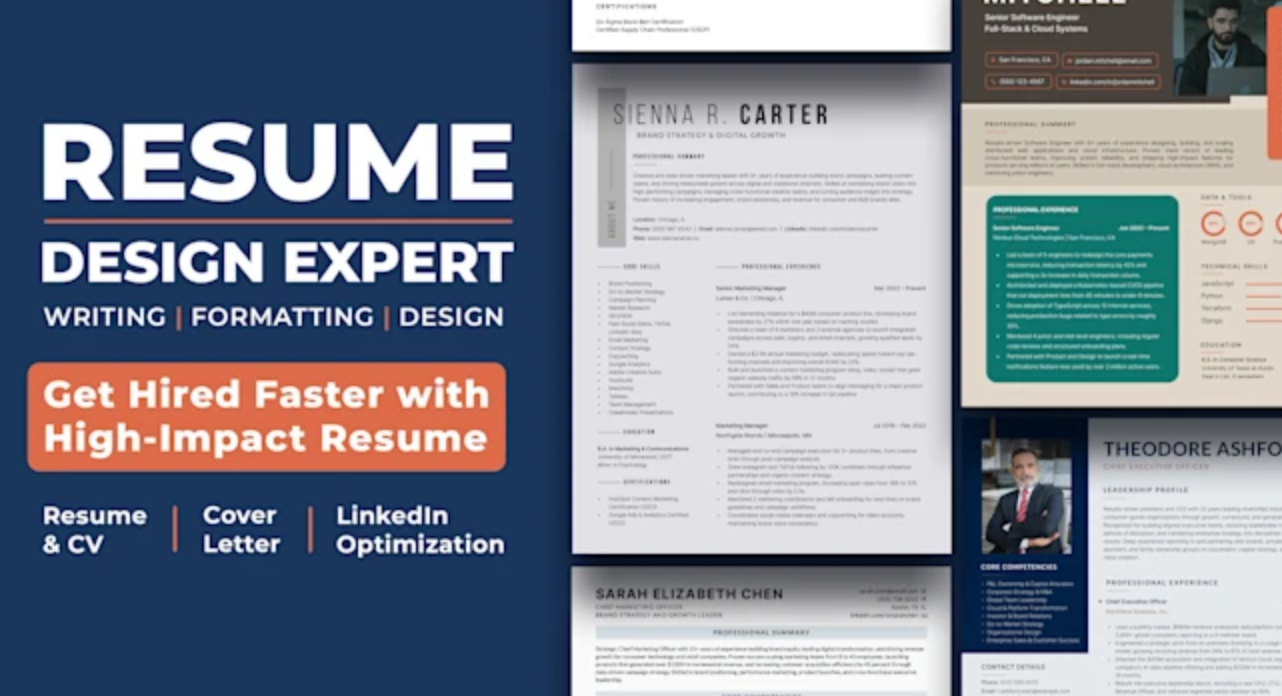 821I will write and design a professional CV, resume formatting, and custom cover l